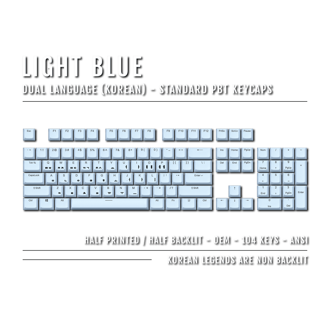 Light Blue Korean Dual Language PBT Keycaps Krome Keycaps LTD korean