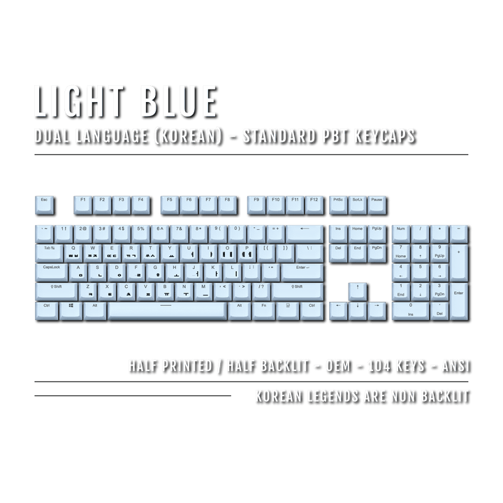 Light Blue Korean Dual Language PBT Keycaps Krome Keycaps LTD korean