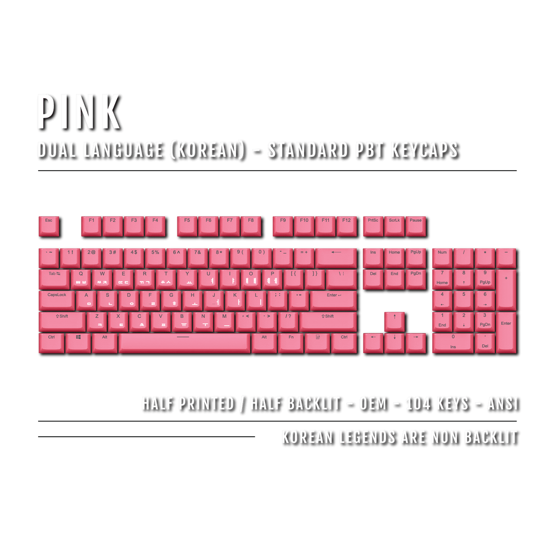 Pink Korean Dual Language PBT Keycaps Krome Keycaps LTD korean