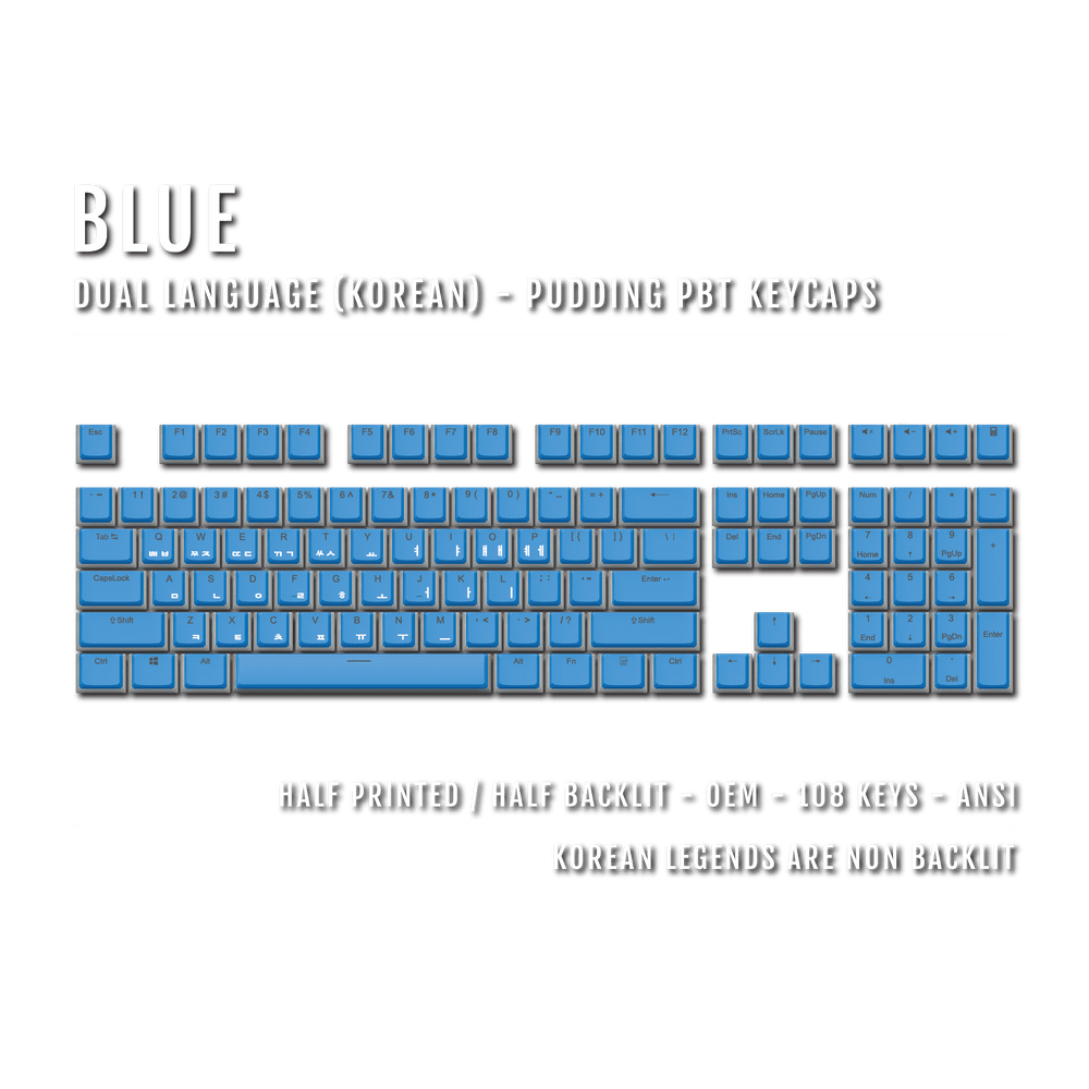 Blue Korean Dual Language PBT Pudding Keycaps Krome Keycaps LTD 