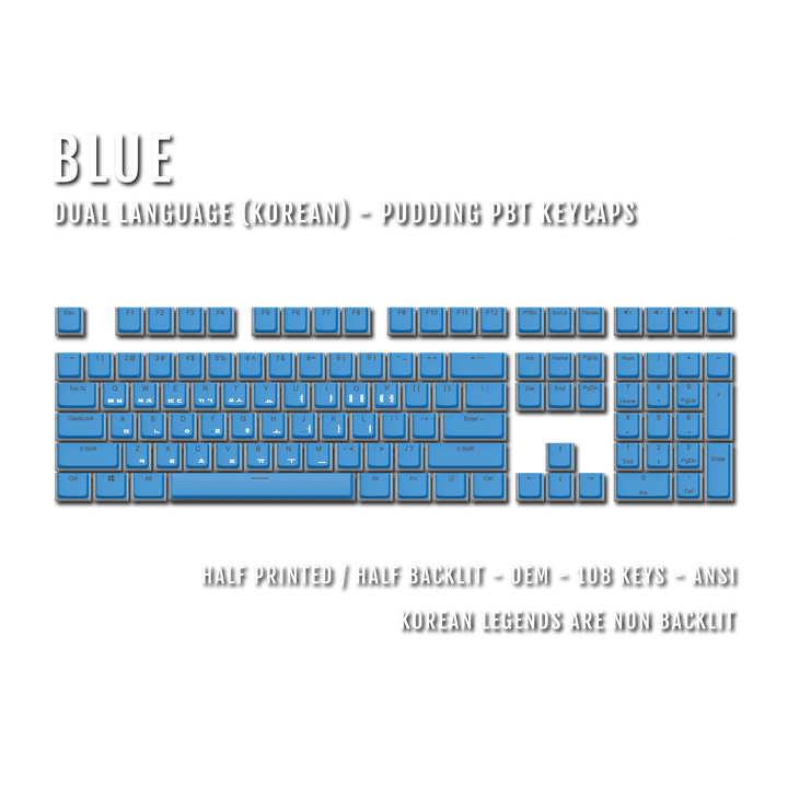 Blue Korean Dual Language PBT Pudding Keycaps Krome Keycaps LTD 