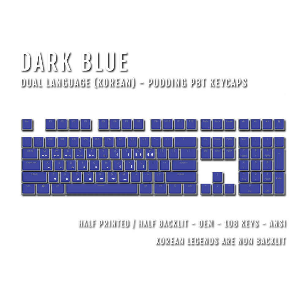 Dark Blue Korean Dual Language PBT Pudding Keycaps Krome Keycaps LTD 