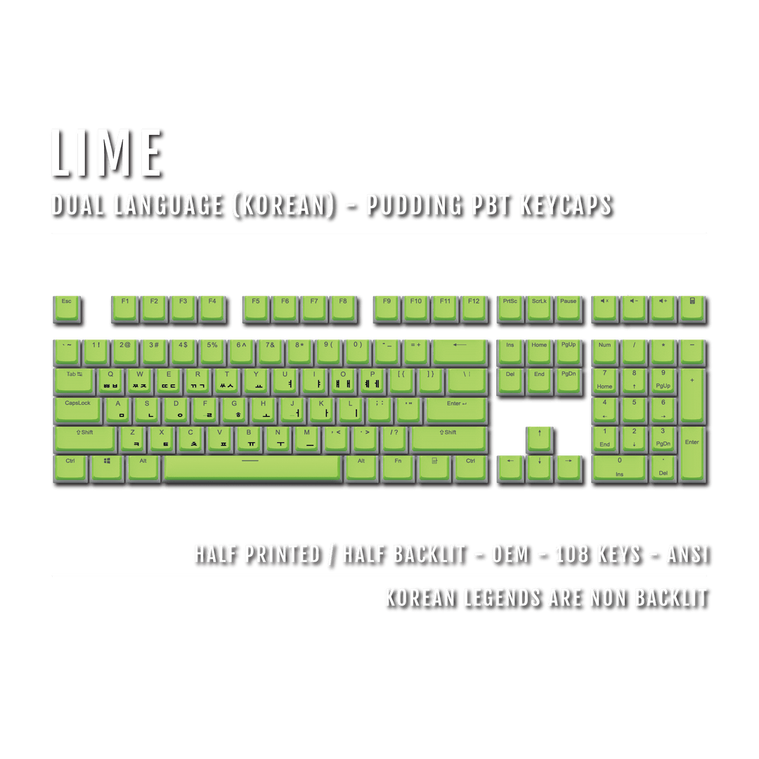 Lime Korean Dual Language PBT Pudding Keycaps Krome Keycaps LTD 