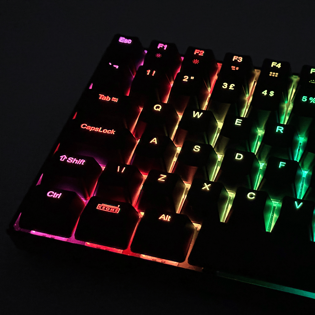 Black Spanish (ISO-ES) Backlit ABS Keycaps for Windows & Mac Krome Keycaps LTD spanish