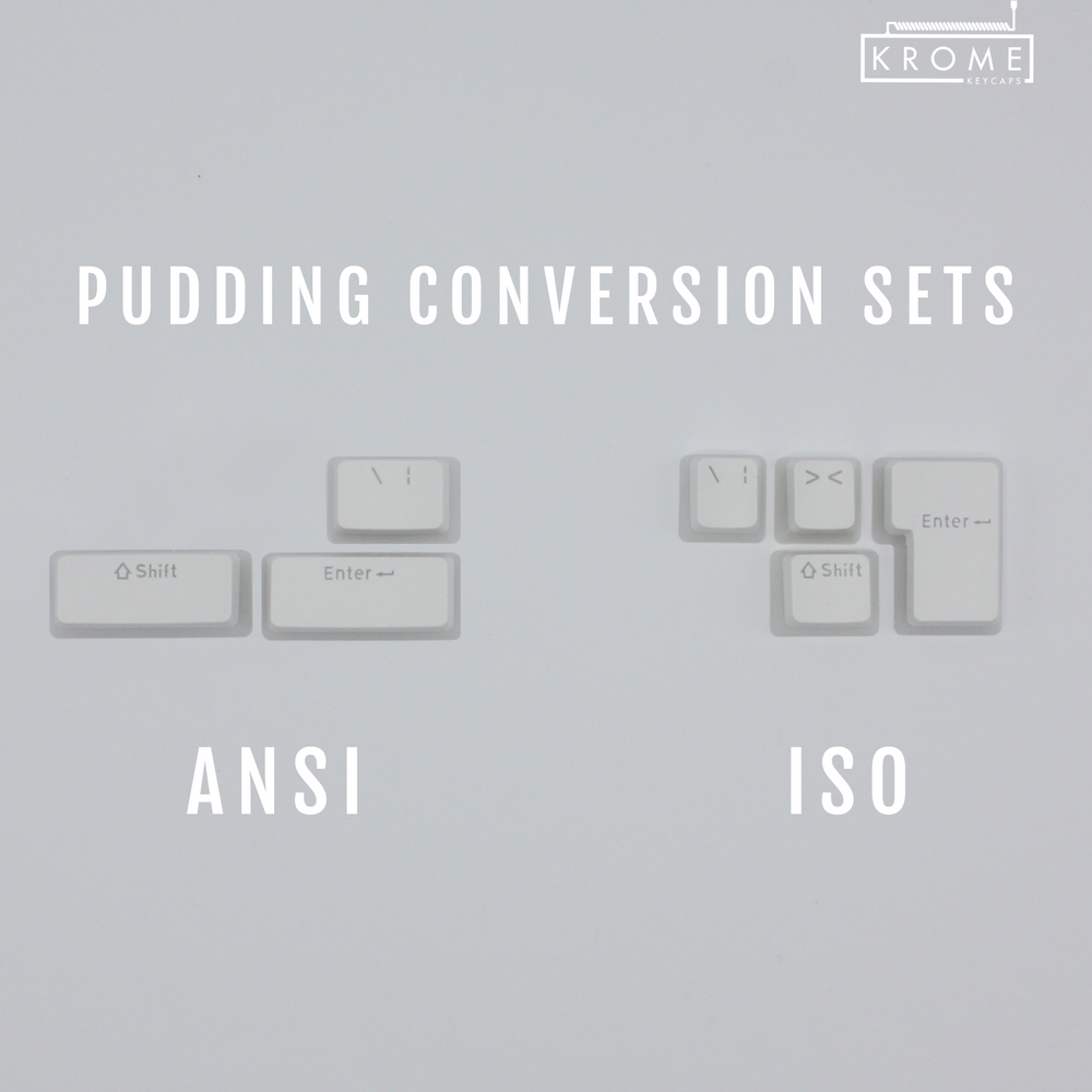 ANSI/ISO - Pudding Conversion Kit - White Krome Keycaps LTD Conversion Kit