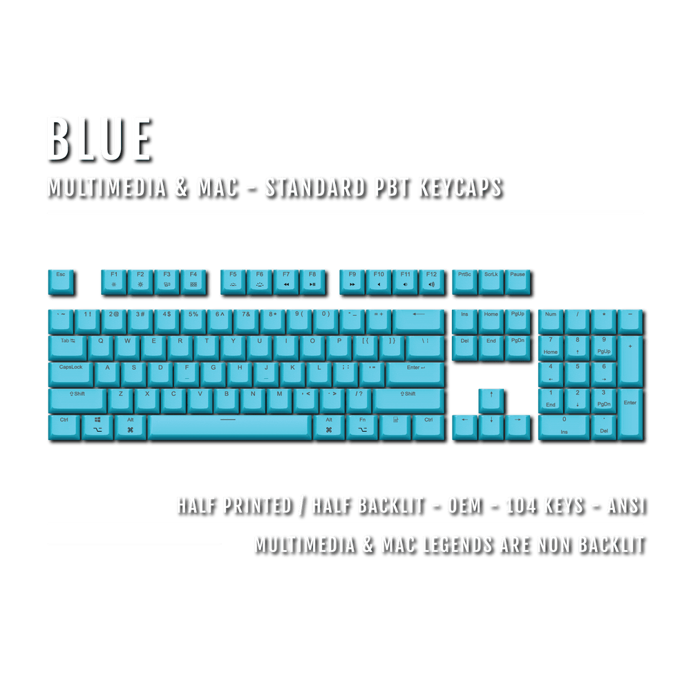 Blue Mac & Multimedia Dual Language PBT Keycaps Krome Keycaps LTD mac & multimedia