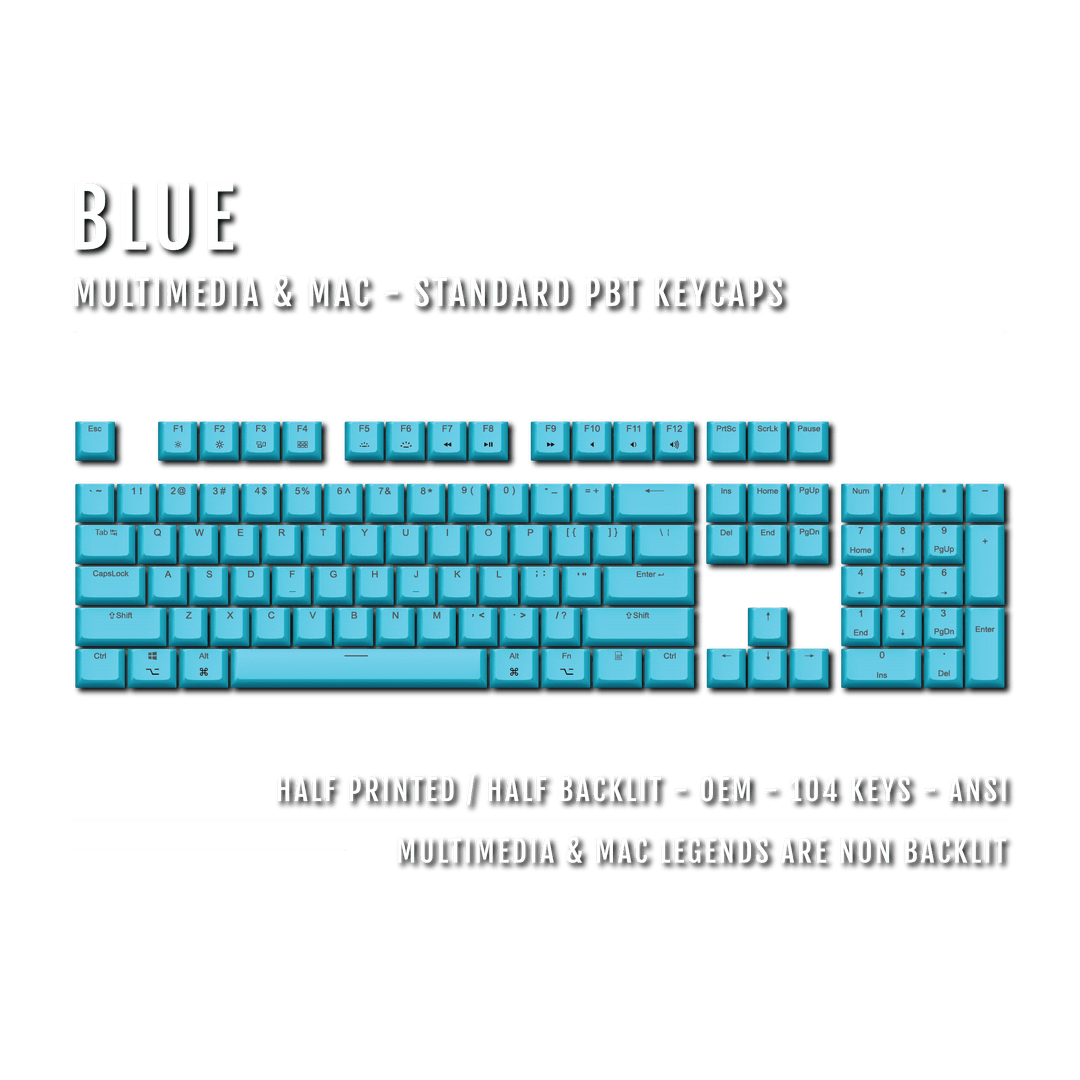 Blue Mac & Multimedia Dual Language PBT Keycaps Krome Keycaps LTD mac & multimedia