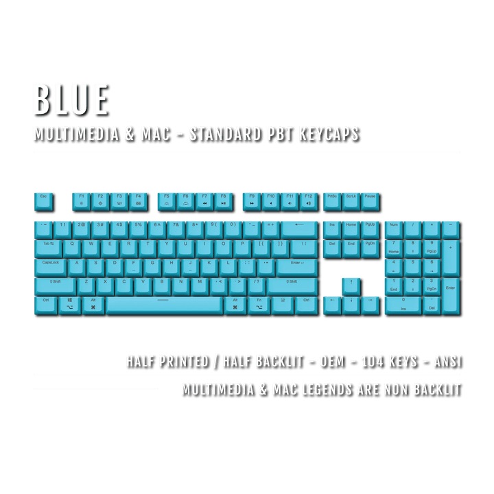 Blue Mac & Multimedia Dual Language PBT Keycaps Krome Keycaps LTD mac & multimedia