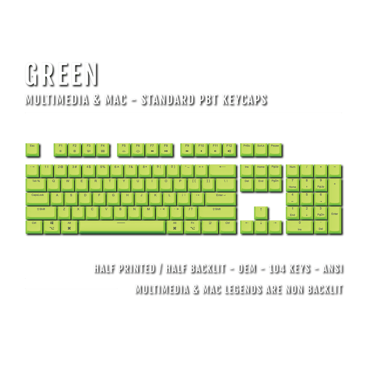 Green Mac & Multimedia Dual Language PBT Keycaps Krome Keycaps LTD mac & multimedia