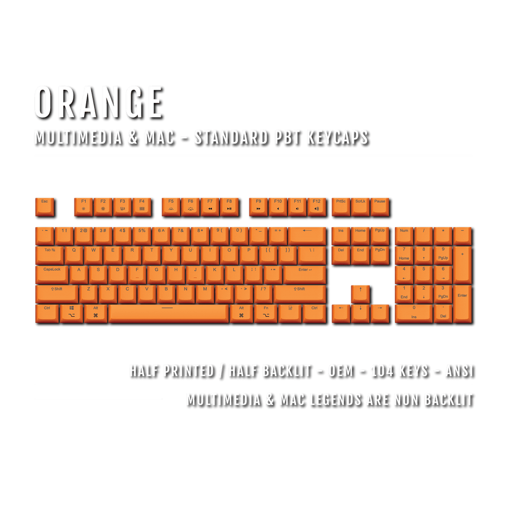 Orange Mac & Multimedia Dual Language PBT Keycaps Krome Keycaps LTD mac & multimedia