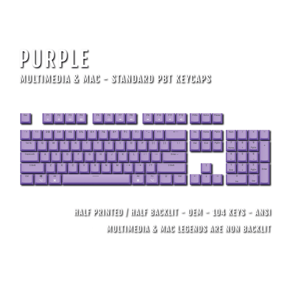 Purple Mac & Multimedia Dual Language PBT Keycaps Krome Keycaps LTD mac & multimedia