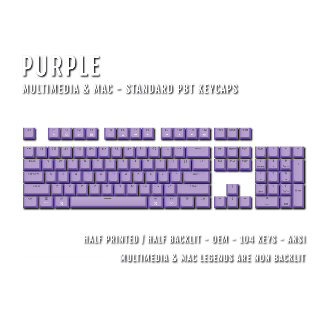 Purple Mac & Multimedia Dual Language PBT Keycaps Krome Keycaps LTD mac & multimedia