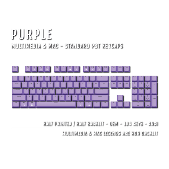 Purple Mac & Multimedia Dual Language PBT Keycaps Krome Keycaps LTD mac & multimedia