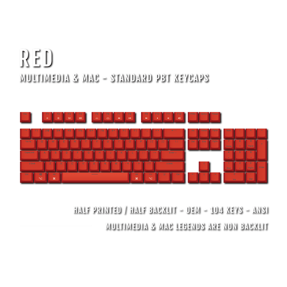 Red Mac & Multimedia Dual Language PBT Keycaps Krome Keycaps LTD mac & multimedia