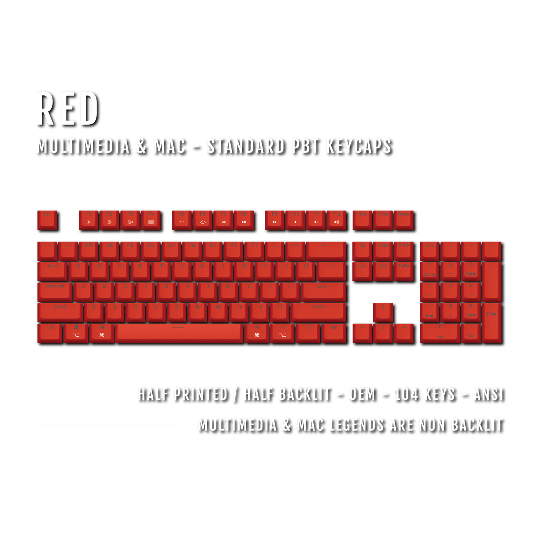 Red Mac & Multimedia Dual Language PBT Keycaps Krome Keycaps LTD mac & multimedia