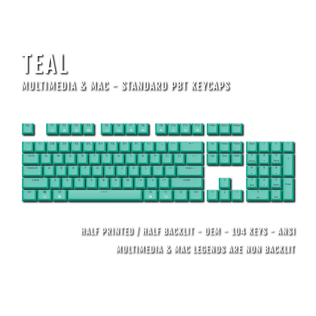 Teal Mac & Multimedia Dual Language PBT Keycaps Krome Keycaps LTD mac & multimedia