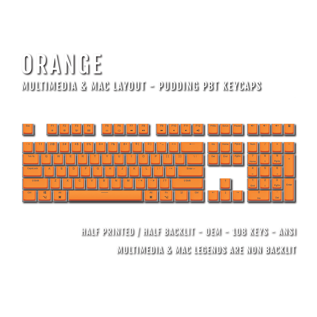 Orange Mac/Multimedia Dual Language PBT Pudding Keycaps Krome Keycaps LTD Mac & Multimedia Pudding