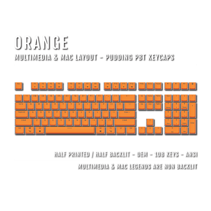 Orange Mac/Multimedia Dual Language PBT Pudding Keycaps Krome Keycaps LTD Mac & Multimedia Pudding