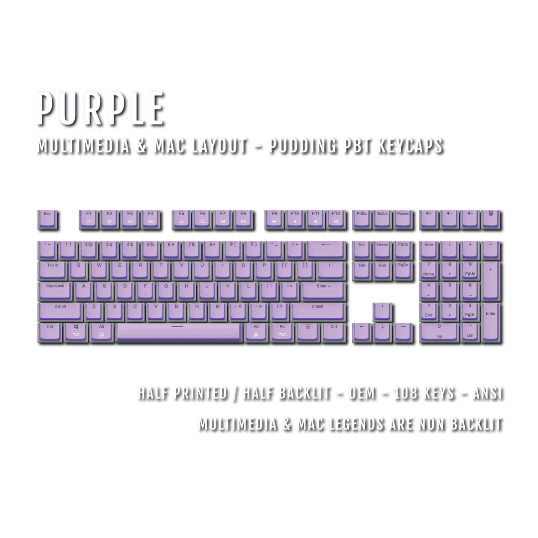 Purple Mac/Multimedia Dual Language PBT Pudding Keycaps Krome Keycaps LTD Mac & Multimedia Pudding