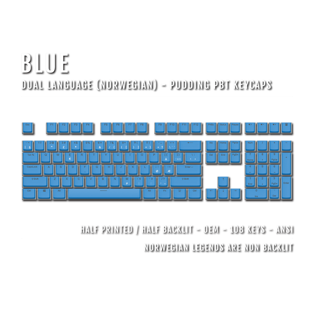 Blue Norwegian Dual Language PBT Pudding Keycaps Krome Keycaps LTD norwegian