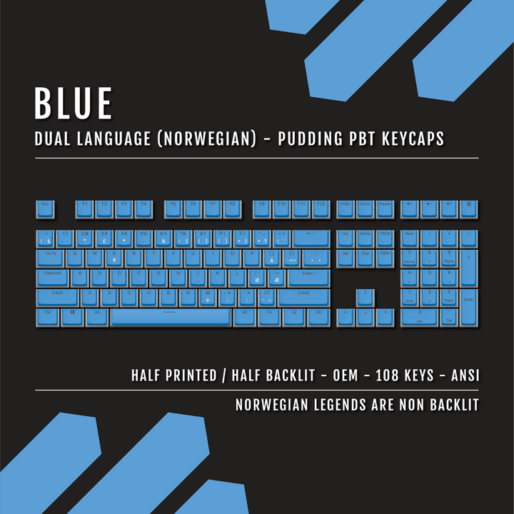 Blue Norwegian Dual Language PBT Pudding Keycaps Krome Keycaps LTD norwegian