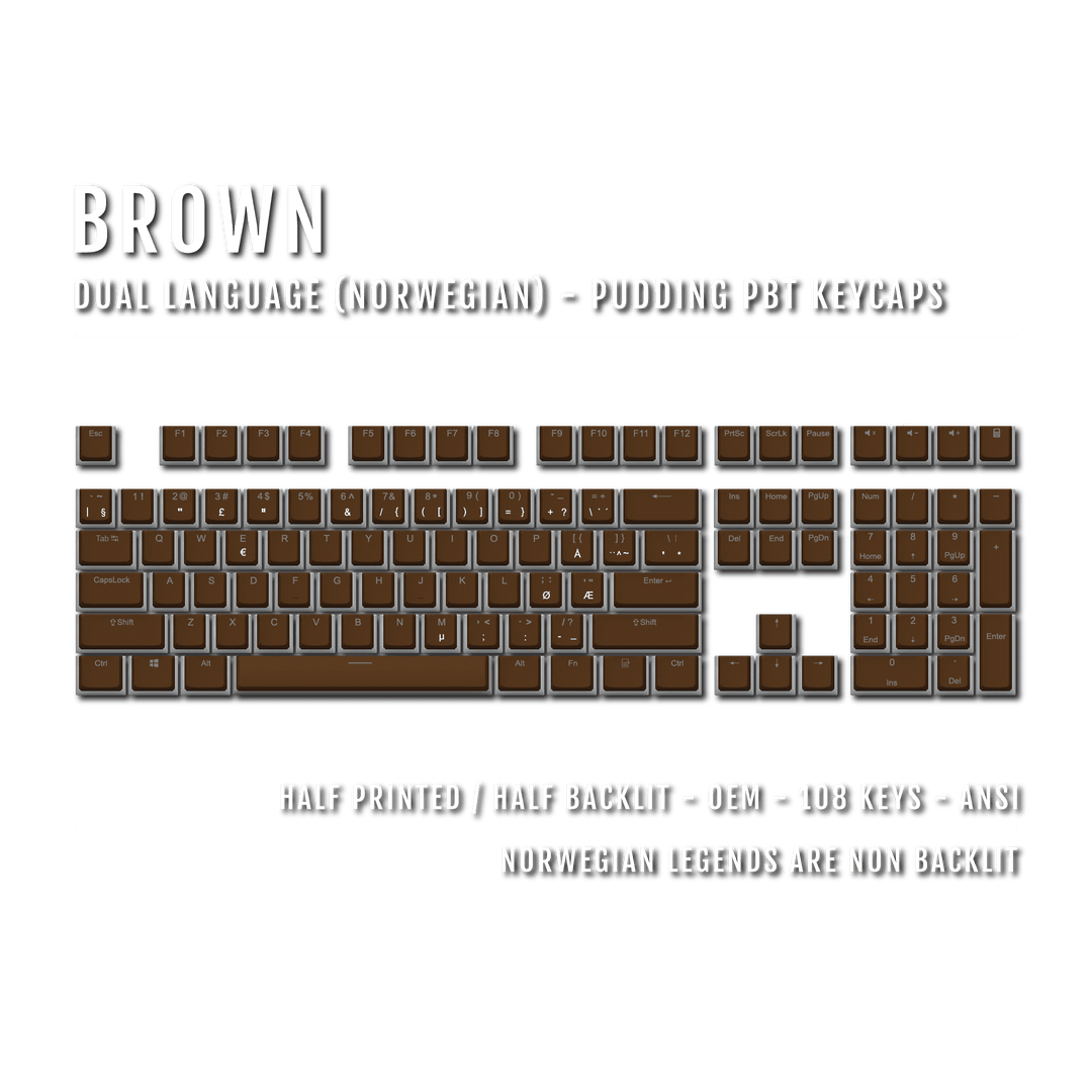 Brown Norwegian Dual Language PBT Pudding Keycaps Krome Keycaps LTD norwegian