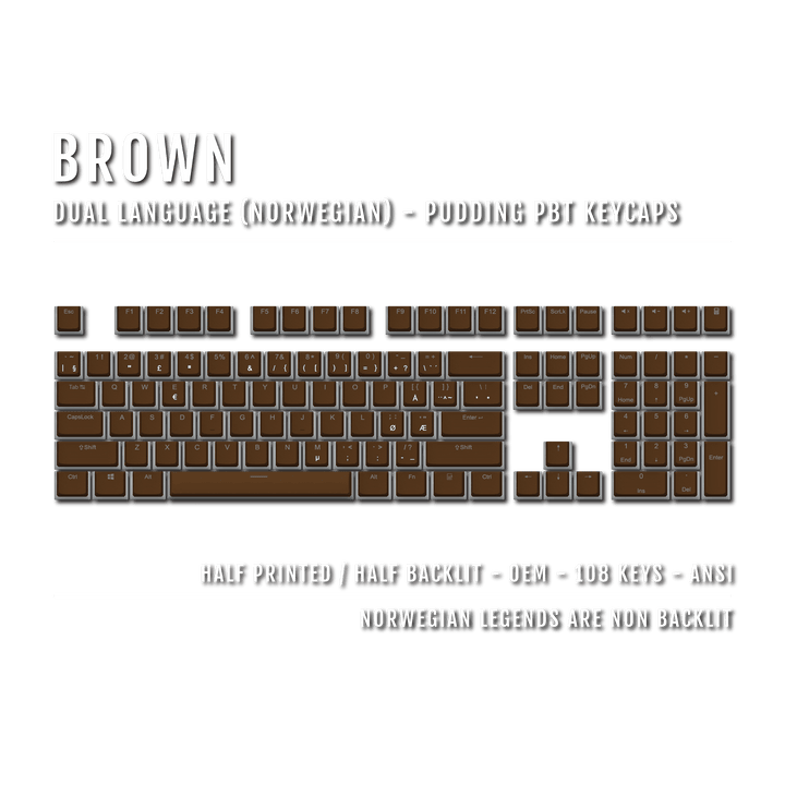 Brown Norwegian Dual Language PBT Pudding Keycaps Krome Keycaps LTD norwegian