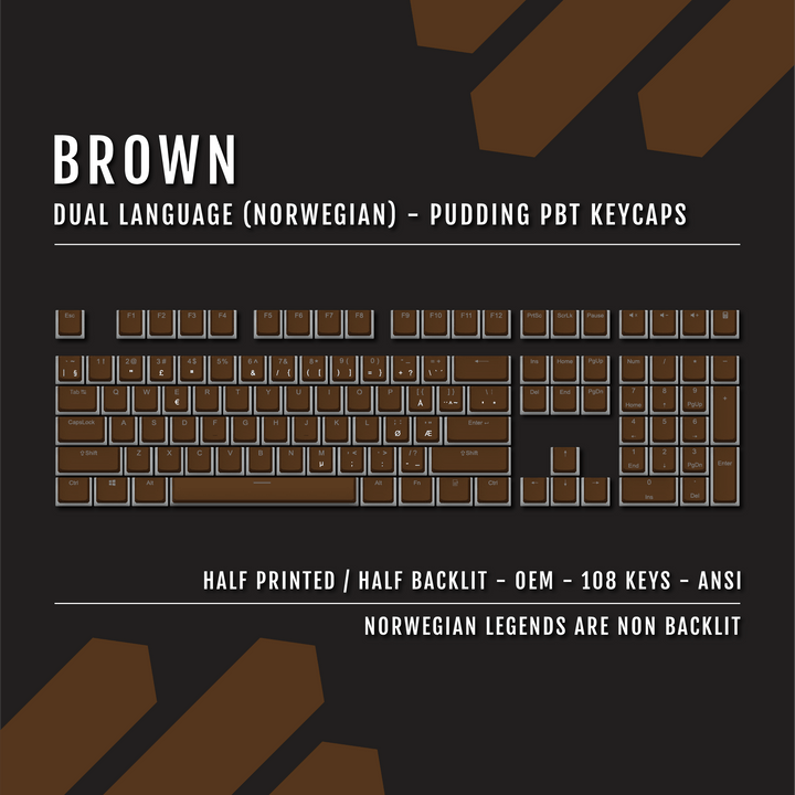 Brown Norwegian Dual Language PBT Pudding Keycaps Krome Keycaps LTD norwegian