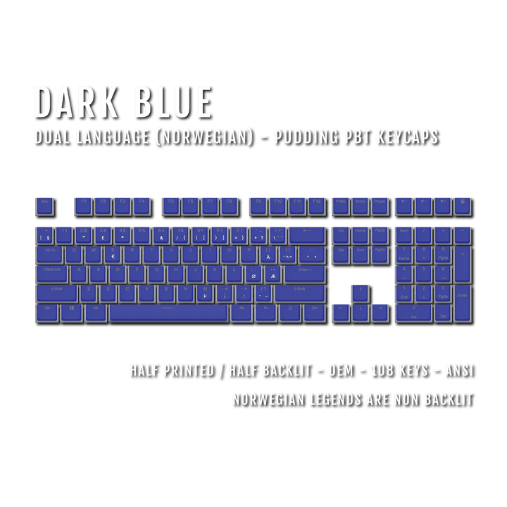 Dark Blue Norwegian Dual Language PBT Pudding Keycaps Krome Keycaps LTD norwegian