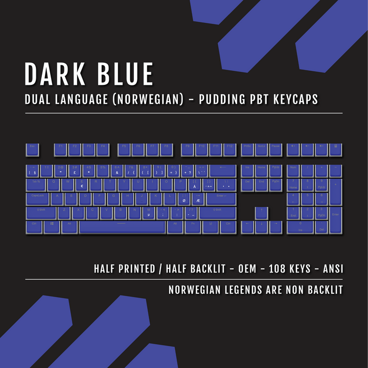 Dark Blue Norwegian Dual Language PBT Pudding Keycaps Krome Keycaps LTD norwegian