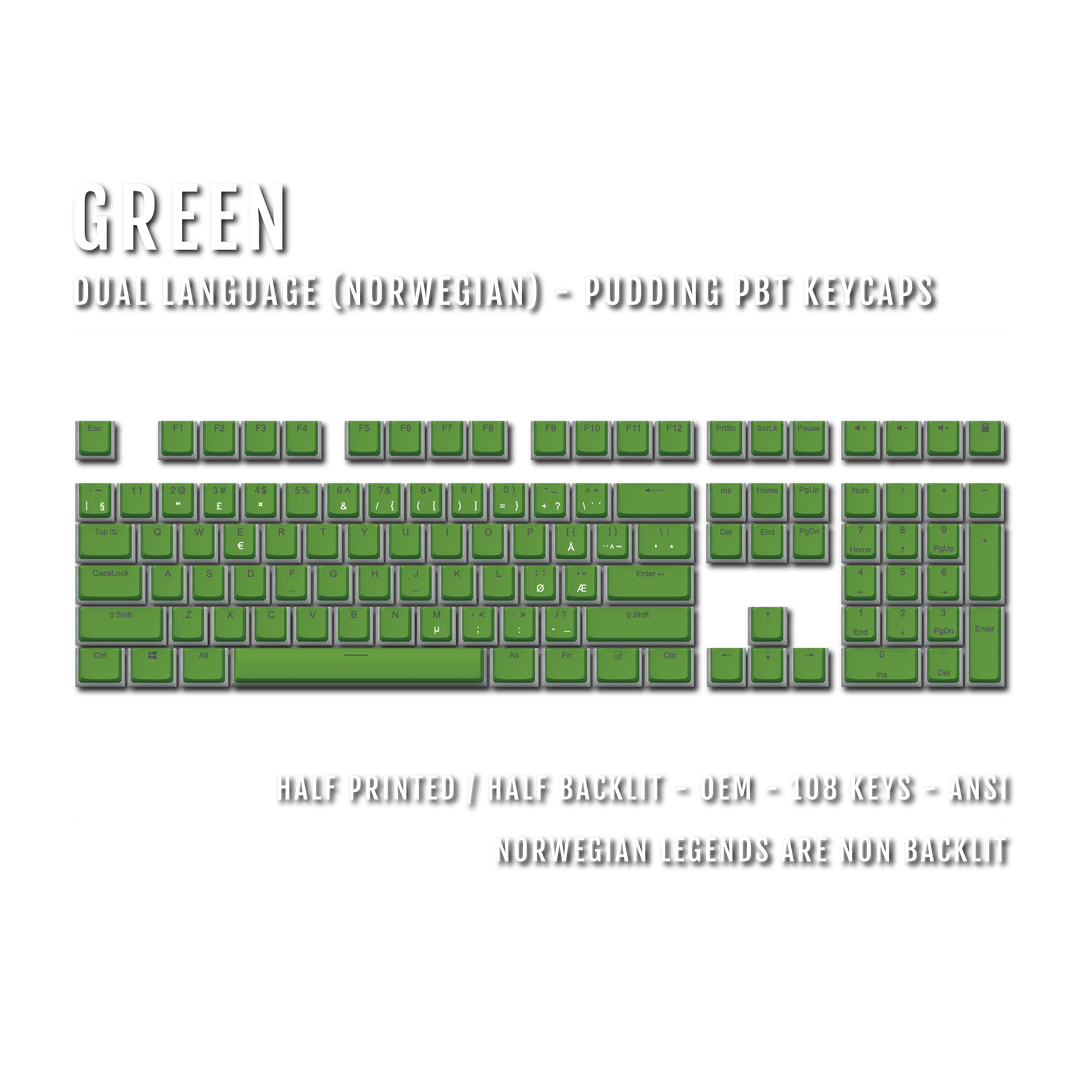 Green Norwegian Dual Language PBT Pudding Keycaps Krome Keycaps LTD norwegian