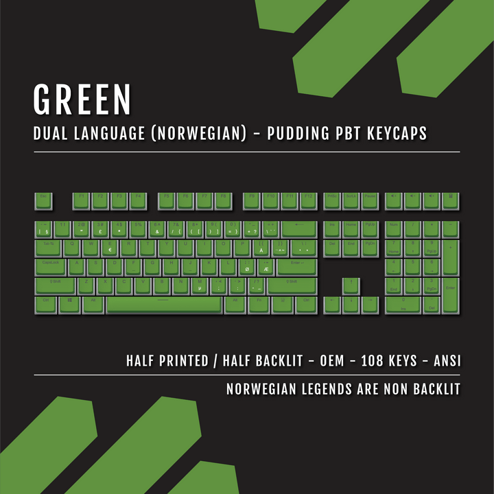 Green Norwegian Dual Language PBT Pudding Keycaps Krome Keycaps LTD norwegian