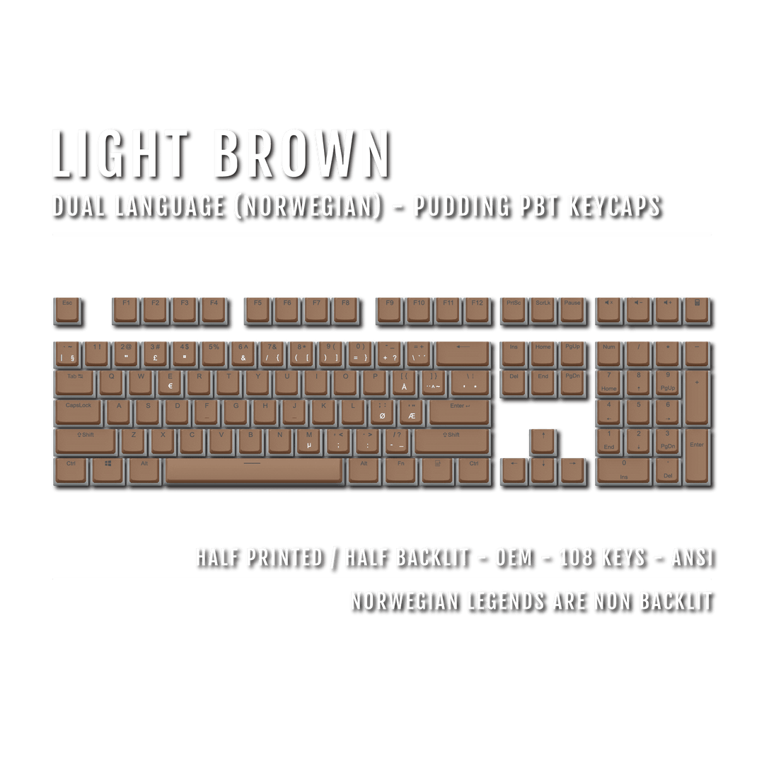 Light Brown Norwegian Dual Language PBT Pudding Keycaps Krome Keycaps LTD norwegian