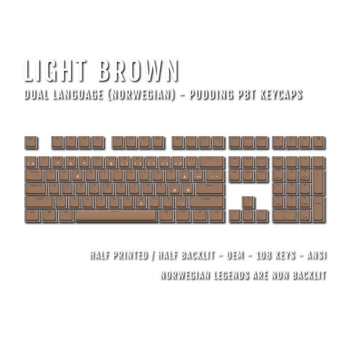 Light Brown Norwegian Dual Language PBT Pudding Keycaps Krome Keycaps LTD norwegian