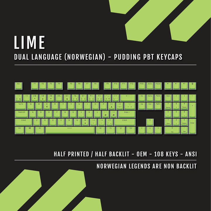 Lime Norwegian Dual Language PBT Pudding Keycaps Krome Keycaps LTD norwegian