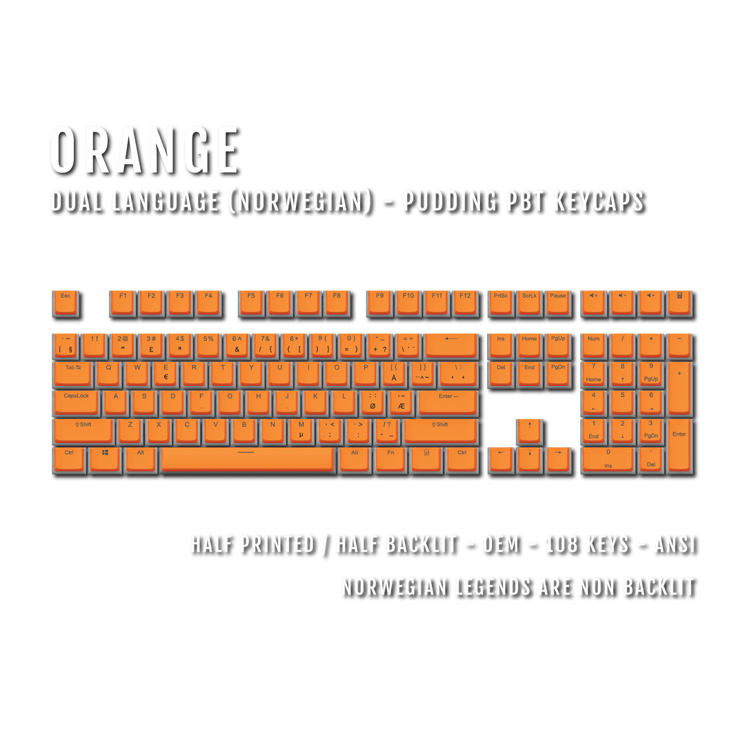 Orange Norwegian Dual Language PBT Pudding Keycaps Krome Keycaps LTD norwegian