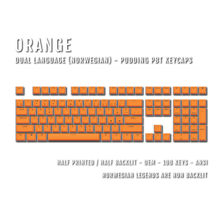 Orange Norwegian Dual Language PBT Pudding Keycaps Krome Keycaps LTD norwegian