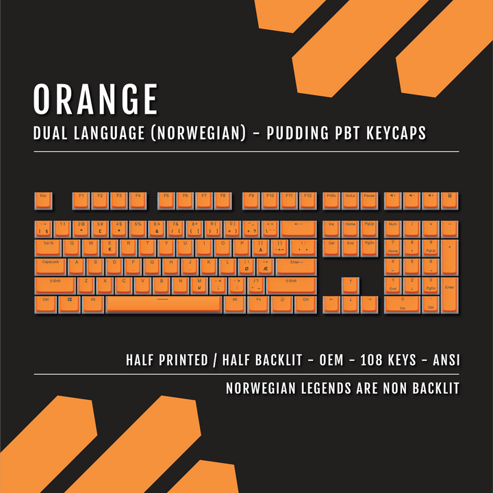 Orange Norwegian Dual Language PBT Pudding Keycaps Krome Keycaps LTD norwegian