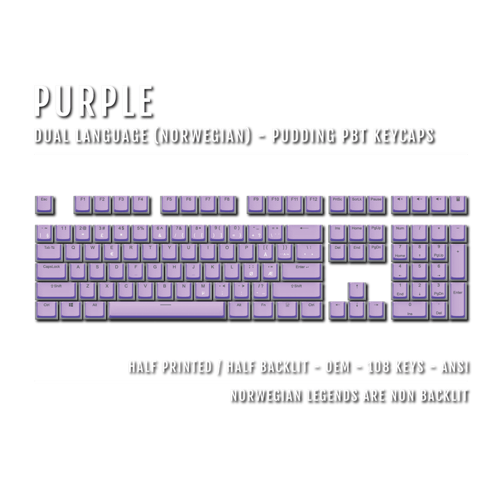 Purple Norwegian Dual Language PBT Pudding Keycaps Krome Keycaps LTD norwegian