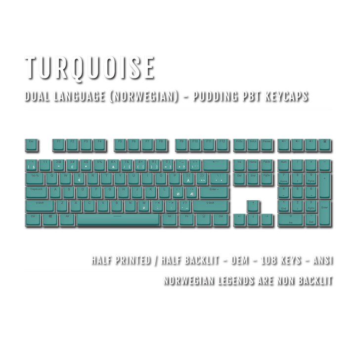 Turquoise Norwegian Dual Language PBT Pudding Keycaps Krome Keycaps LTD norwegian