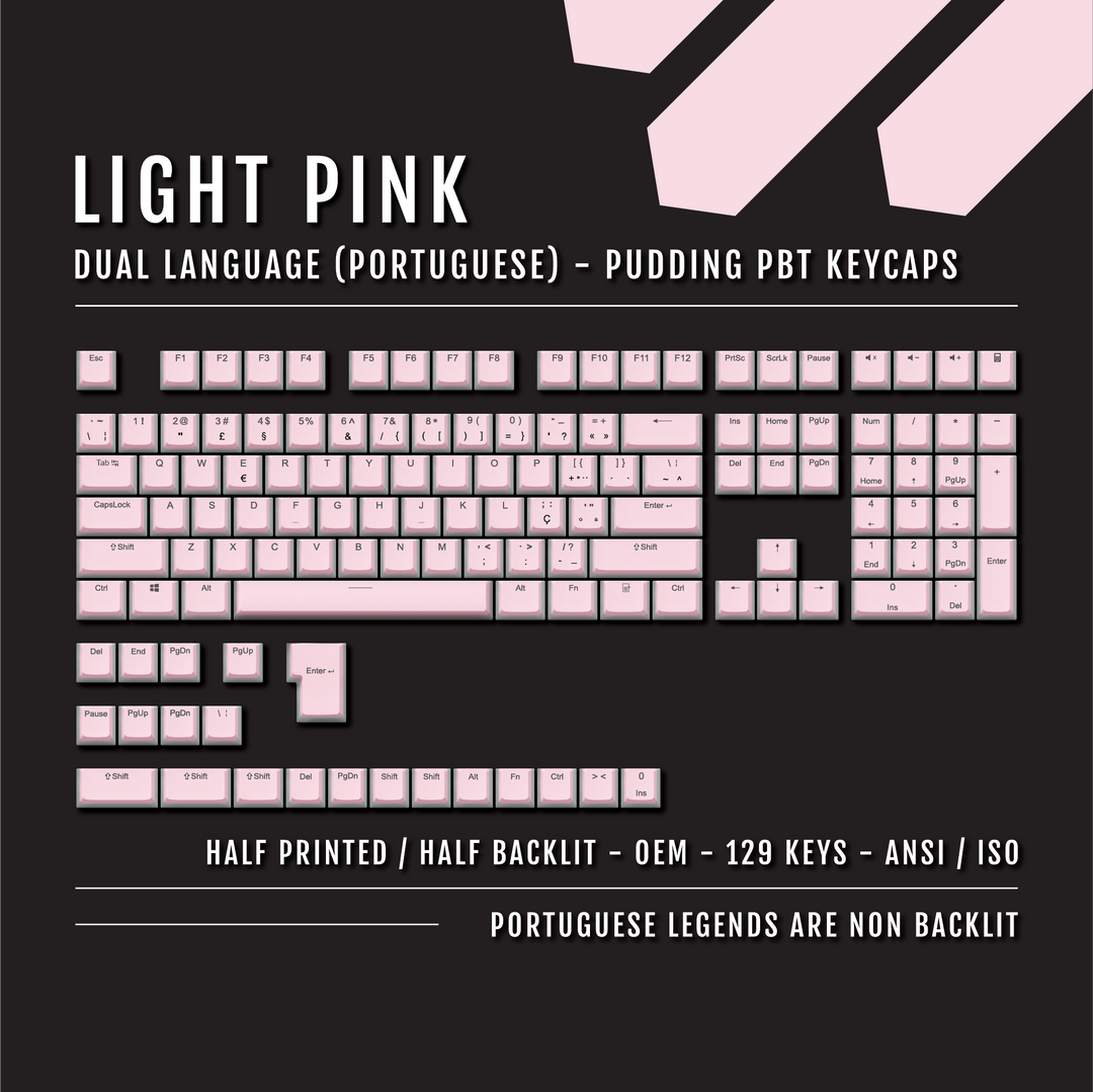 Light Pink Portuguese (ISO-PT) Dual Language PBT Pudding Keycaps Krome Keycaps LTD portuguese