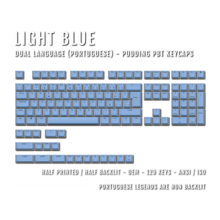 Light Blue Portuguese (ISO-PT) Dual Language PBT Pudding Keycaps Krome Keycaps LTD portuguese