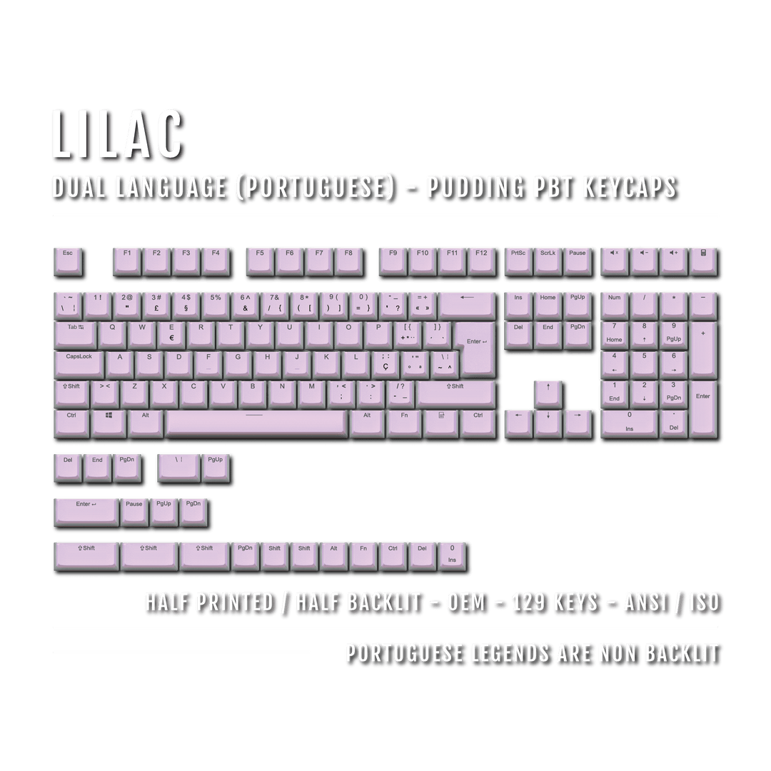 Lilac Portuguese (ISO-PT) Dual Language PBT Pudding Keycaps Krome Keycaps LTD portuguese