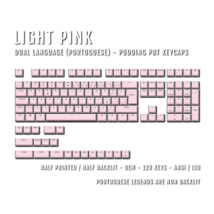 Light Pink Portuguese (ISO-PT) Dual Language PBT Pudding Keycaps Krome Keycaps LTD portuguese