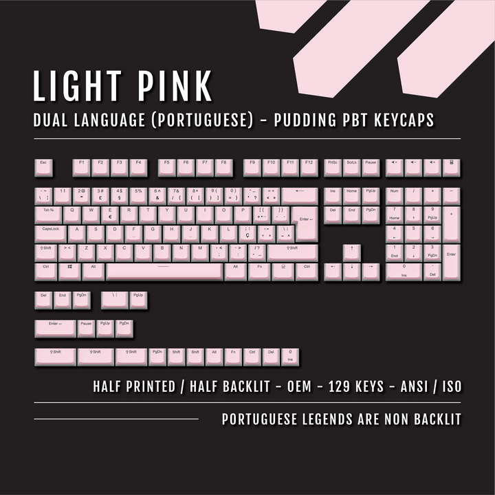 Light Pink Portuguese (ISO-PT) Dual Language PBT Pudding Keycaps Krome Keycaps LTD portuguese