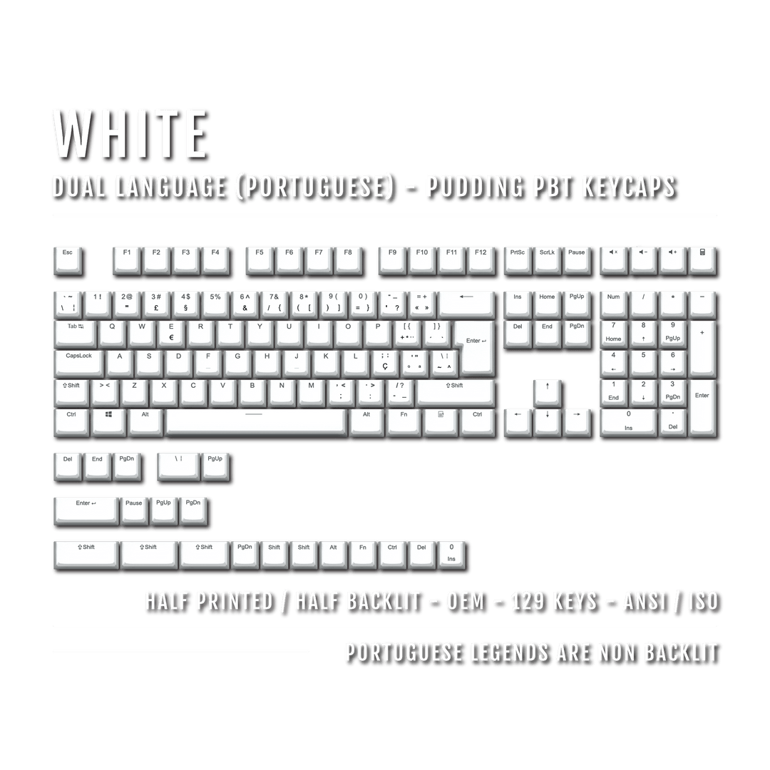 White Portuguese (ISO-PT) Dual Language PBT Pudding Keycaps Krome Keycaps LTD portuguese