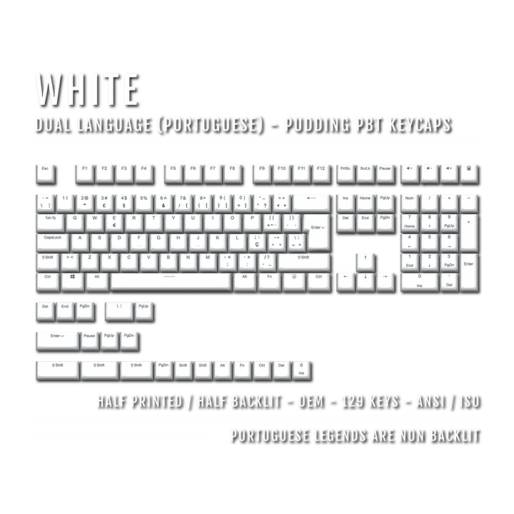 White Portuguese (ISO-PT) Dual Language PBT Pudding Keycaps Krome Keycaps LTD portuguese