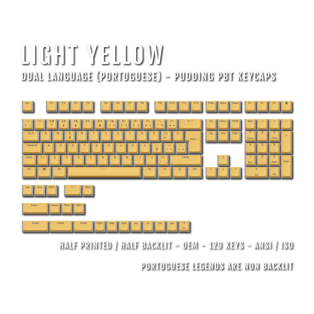 Light Yellow Portuguese (ISO-PT) Dual Language PBT Pudding Keycaps Krome Keycaps LTD portuguese