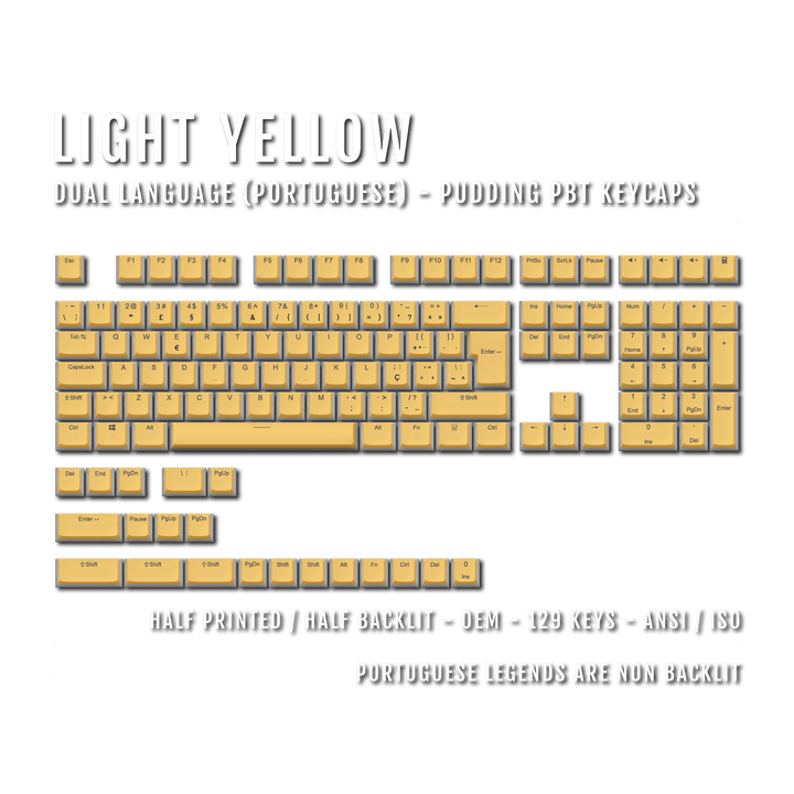 Light Yellow Portuguese (ISO-PT) Dual Language PBT Pudding Keycaps Krome Keycaps LTD portuguese