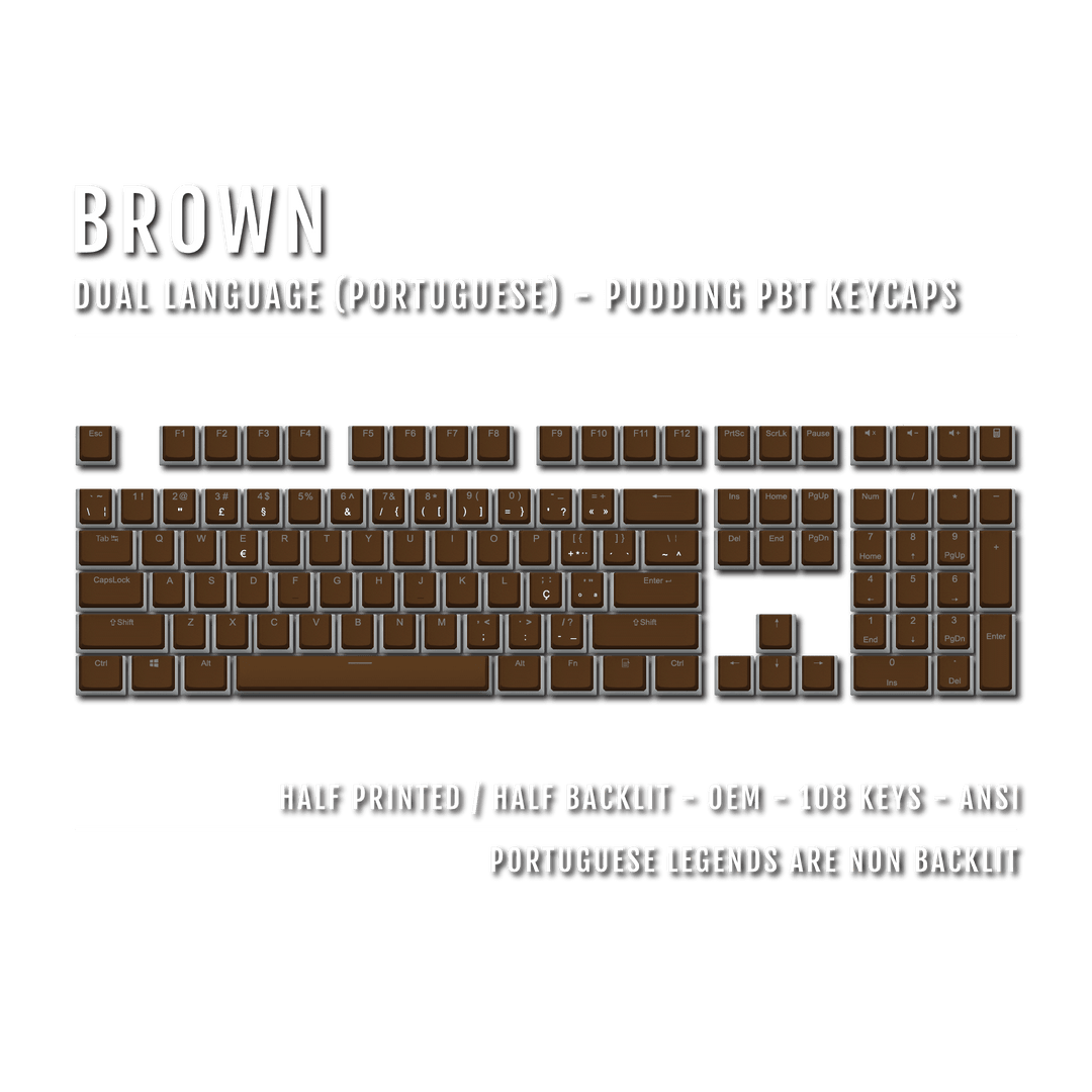 Brown Portuguese Dual Language PBT Pudding Keycaps Krome Keycaps LTD portuguese